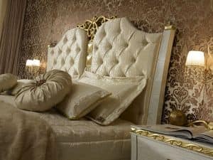 Gold Bed, Bed with tufted headboard, gold decorations and precious stones