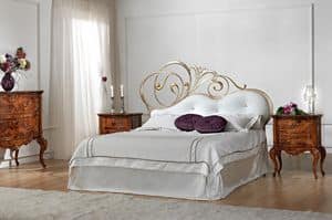 Greta Upholstered bed, Iron double bed with tufted headboard, for hotels