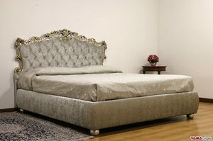 Ilaria, Baroque style double bed with carved wooden frame