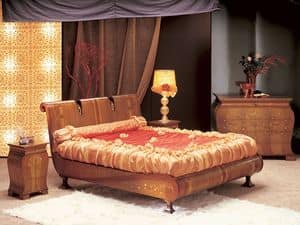 LE02 Le Volute bed, Bed in bent wood, decorated by hand, for luxury bedrooms