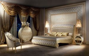 LE20 Vanity bed, Luxurious lacquered bed, quilted headboard and footboard