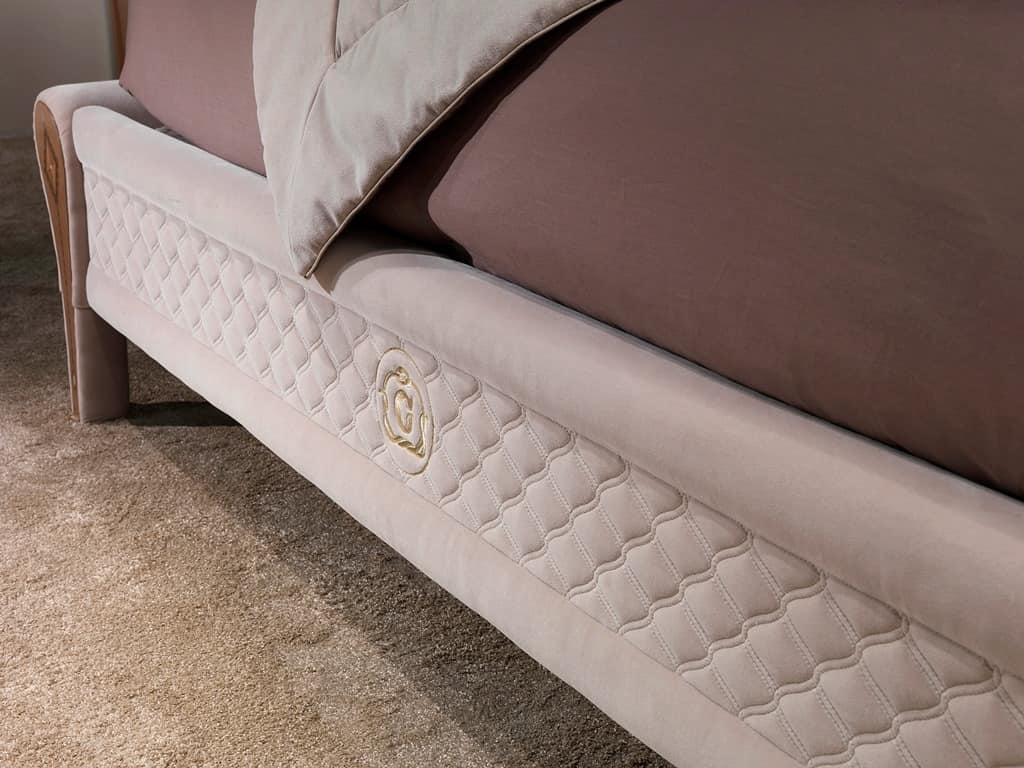 LE28 Charme Bett bed, Luxurious bed with inlaid wood decorations