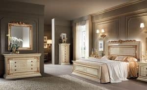 Leonardo bedroom 1, Classics bedrooms furniture, ivory with gold color finishings