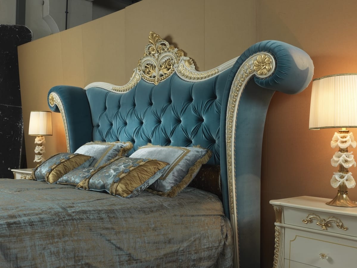 Bed 3131, Classic bed with velvet headboard