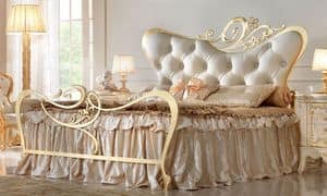 Maryrose Gold Bed, Double bed made of metal, for bedrooms