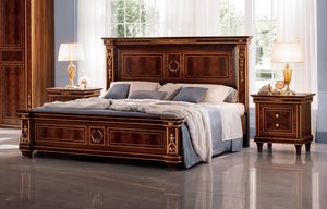 Modigliani bed, Classic bed, in wood with gold decorations
