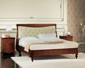 Narciso quilted bed, Walnut bed with upholstered headboard, handcrafted