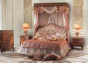 Paradise Bedroom, Double bed with upholstered tufted headboard