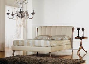 Ikarus bed, Luxury classic bed, wood insert with decapè polishing