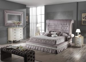 QUEEN bed, Double bed with padded headboard