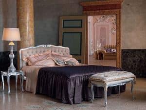 Renoir bed, Bed in classic style, silver finish, for hotels