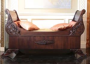 sleigh bed, Sleigh bed, with hand-made carvings