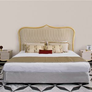 Stresa ST126, Bed with padded headboard and finished in gold leaf