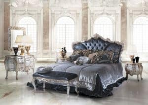 Summertime Due, Bed with upholstered headboard, for bedroom luxury