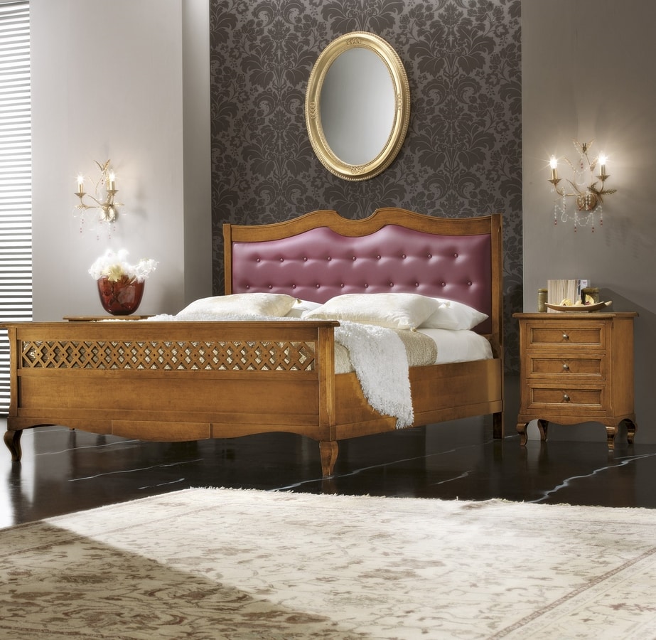 Traforo padded bed, Bed with upholstered headboard