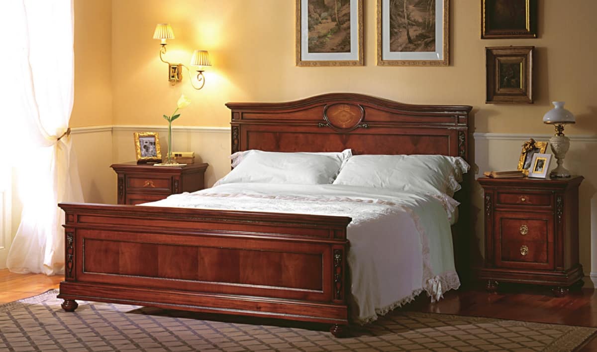Voltaire bed, Solid wood bed with precious carvings