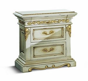 1474/LQ, Ivory lacquered bedside table with details in gold leaf