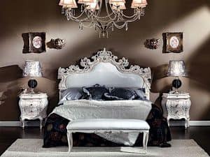3445 BEDSIDE TABLE, Baroque hand carved bedside table, SWK handle, hotel