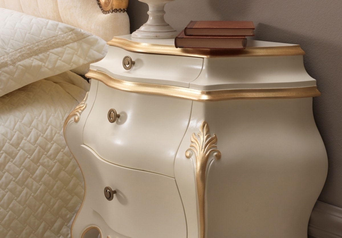 Angela nightstand, Luxury bedside table, in Baroque style