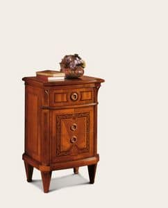 Art. 100/R Bedside table, Bedside table with 3 drawers, in cherry wood