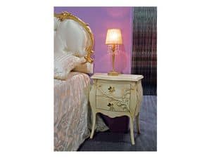 Art. 1601 Jasmine, Bedside table in classic style, carved, for hotel
