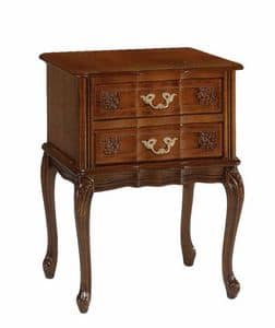 Art. 200 Provencal, Classic bedside table with 2 drawers and sinuous legs