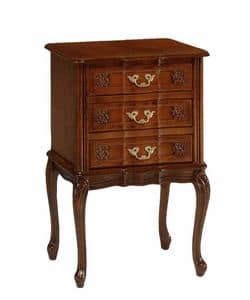 Art. 205 Provencal, Bedside table with three drawers, inlaid, for luxury hotels