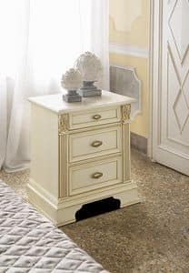 Art. 44529 Puccini, Wooden bedside table with three drawers, for bedrooms
