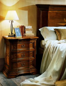 Art. 651 nightstand, Classic style bedside table, with decorative inlays