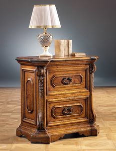 Art. 662 nightstand, Bedside table with decorations in roots