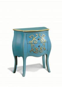 Art. 717, Wooden nightstand with curved lines, in classic style