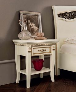 Art. 71BO02CD, Classic style bedside table, in wood with a drawer