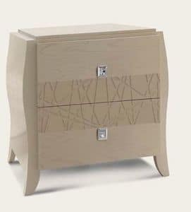 Art. 980 nightstand, Wooden bedside tables, classic contemporary style, 2 drawers