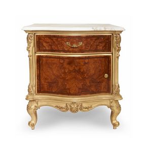 Becky, Hand-carved bedside table, with marble top