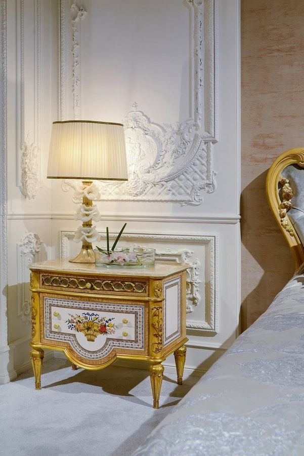Bedside table 3704 Louis XVI Style, Luxury classic bedside table