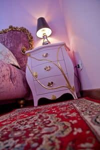 Bedside table Grace B, 3 drawer bedside in classical style