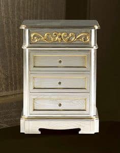 Bedside Table, Luxury bedside made of ash with crystal knobs