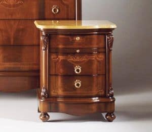 Brahms bedside table, Bedside table with honeycomb joints swallow, marble top