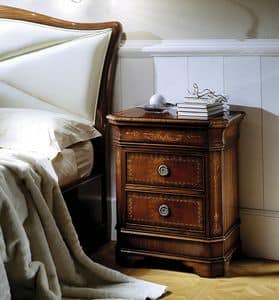 C 701, Bedside table in mahogany inlaid, with top opening