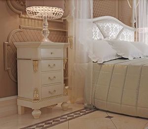 Carlotta nightstand, Elegant white lacquered bedside table