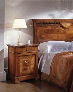 D 701, Carved nightstand, in cherry, elm with veneered