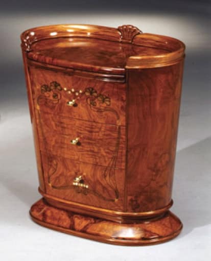 Flory bedside table, Bedside table with removable top, gold leaf decorations