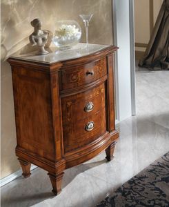 M 711, Bedside table with top encased in marble Botticino