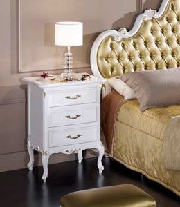 Perla bedside table, Elegant white lacquered bedside table