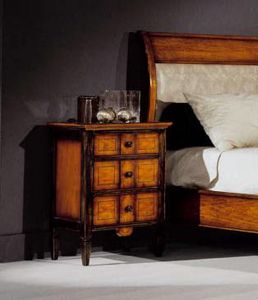 Sinfonia black lacquered walnut nighstand, Black lacquered and walnut bedside table
