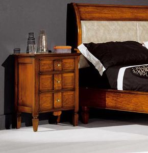 Sinfonia walnut nightstand, Wooden bedside table, classic style