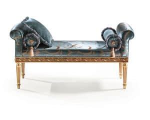 598/2/B, Padded bench in classic luxury style, gold decorations