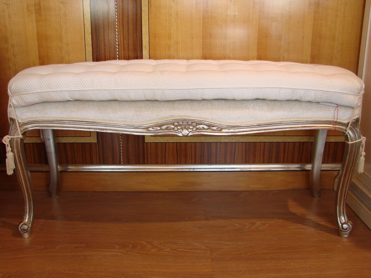 Art. 897, Luxury classic bench, upholstered seat, for bedroom