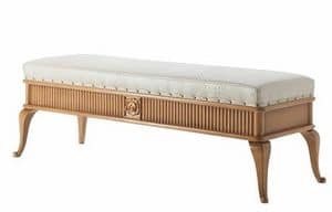 Art. CA730, Wooden bench, padded, for classic bedrooms