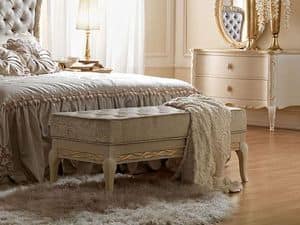 Live 5315 bench, Bench in classic style, hand-carved wood, for bedroom
